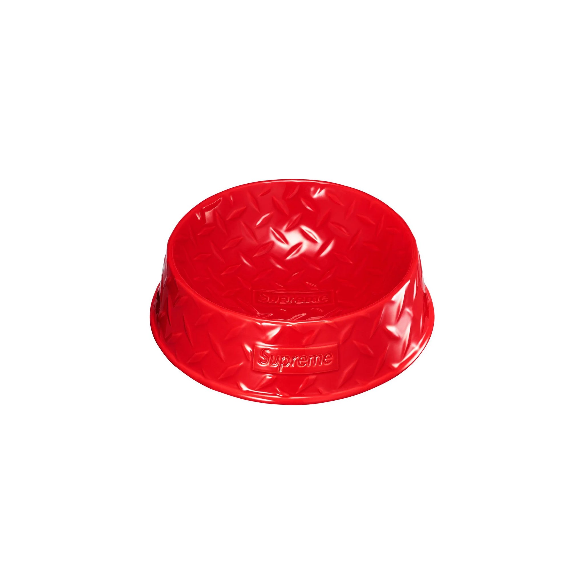 在庫わずか Supreme Diamond Plate Dog Bowl Red - 犬用品