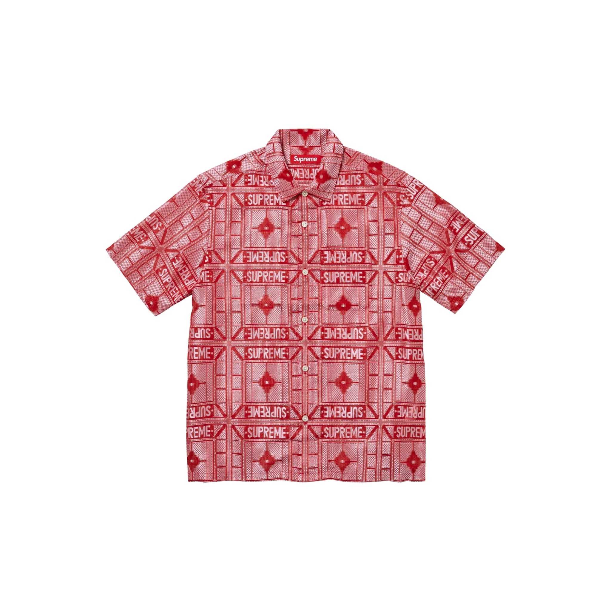 Supreme Tray Jacquard S/S Shirt Red