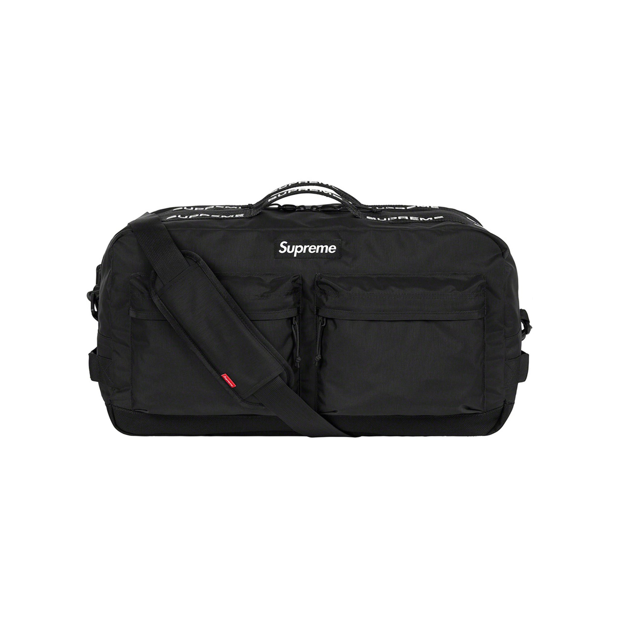 Supreme duffle cheap bag ss19 size