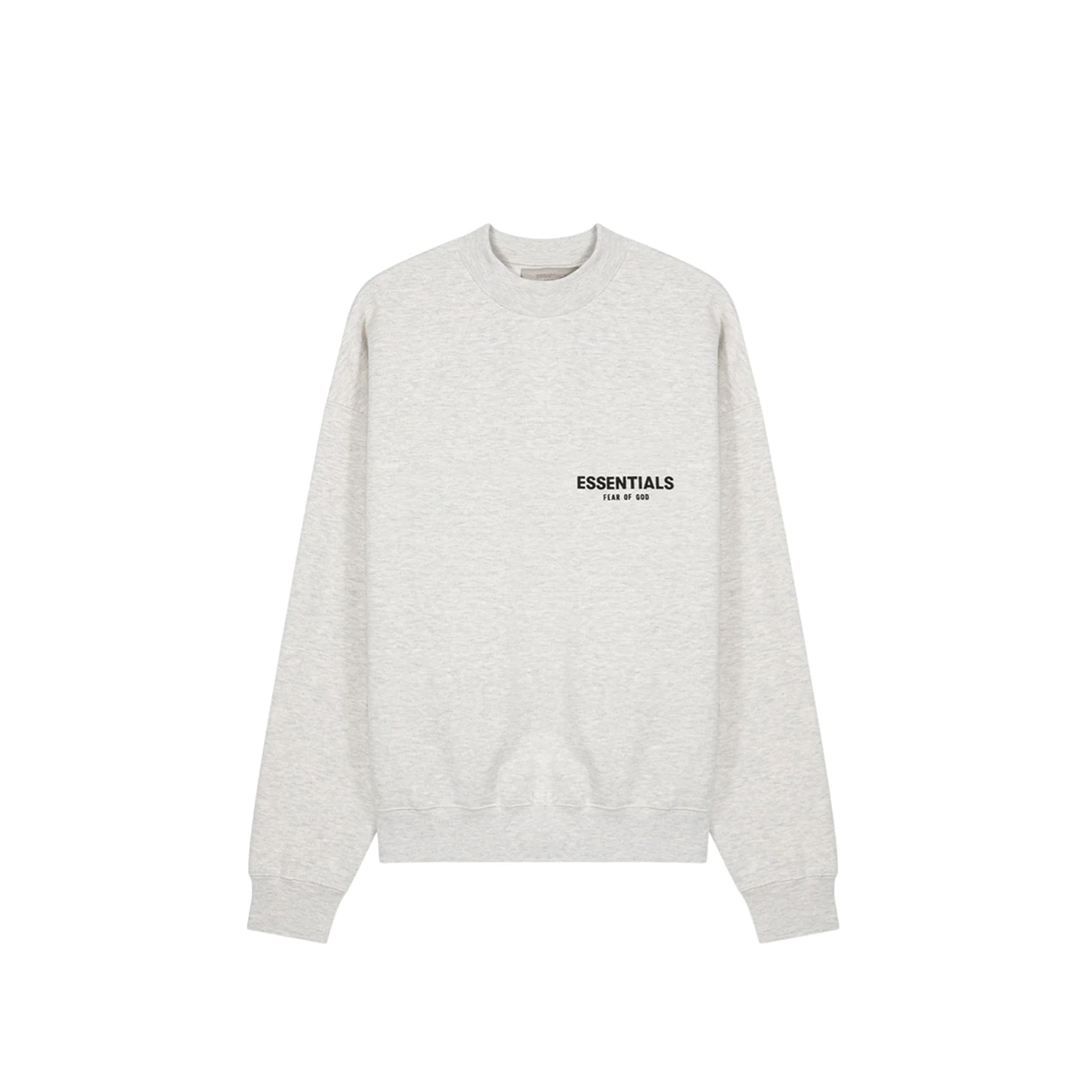 Fear of god essentials crewneck sweater in light on sale oatmeal