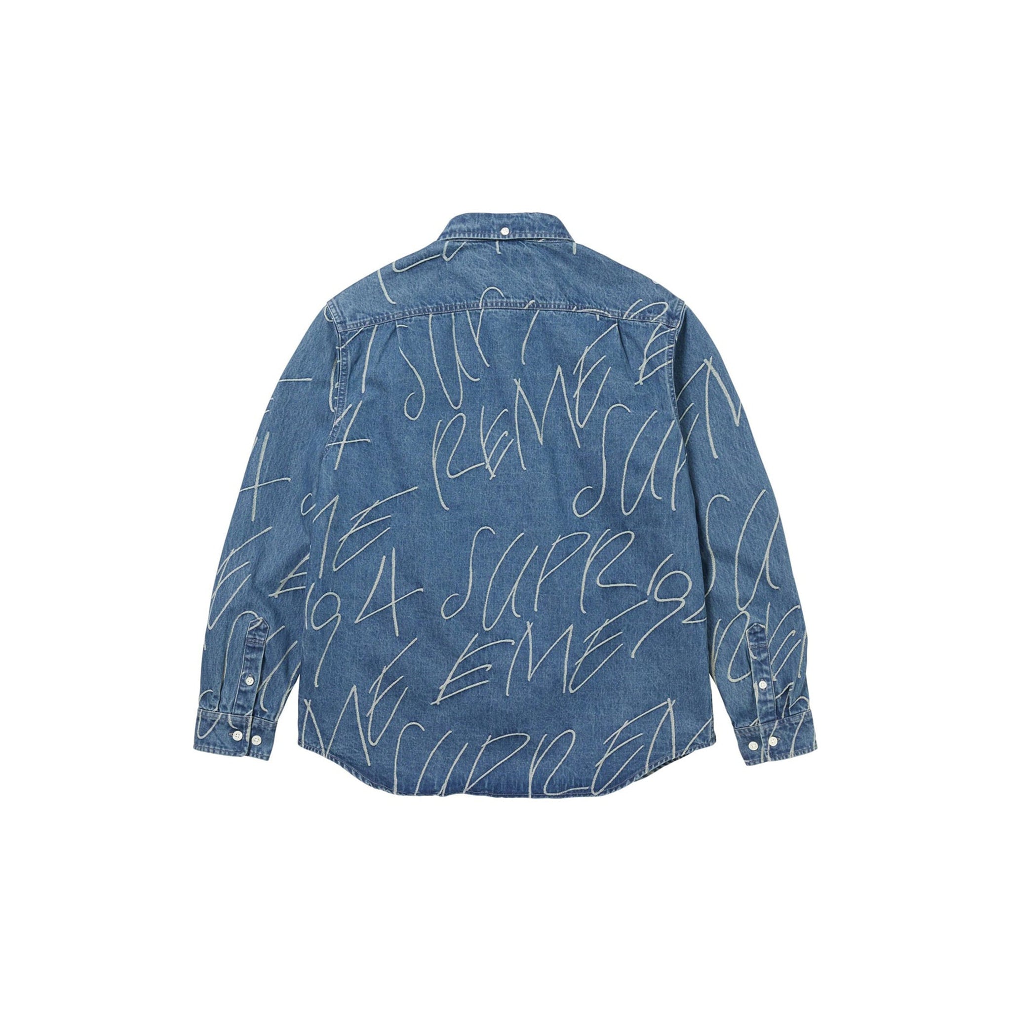 Supreme Handwriting Jacquard Denim Shirt Washed Indigo – Story