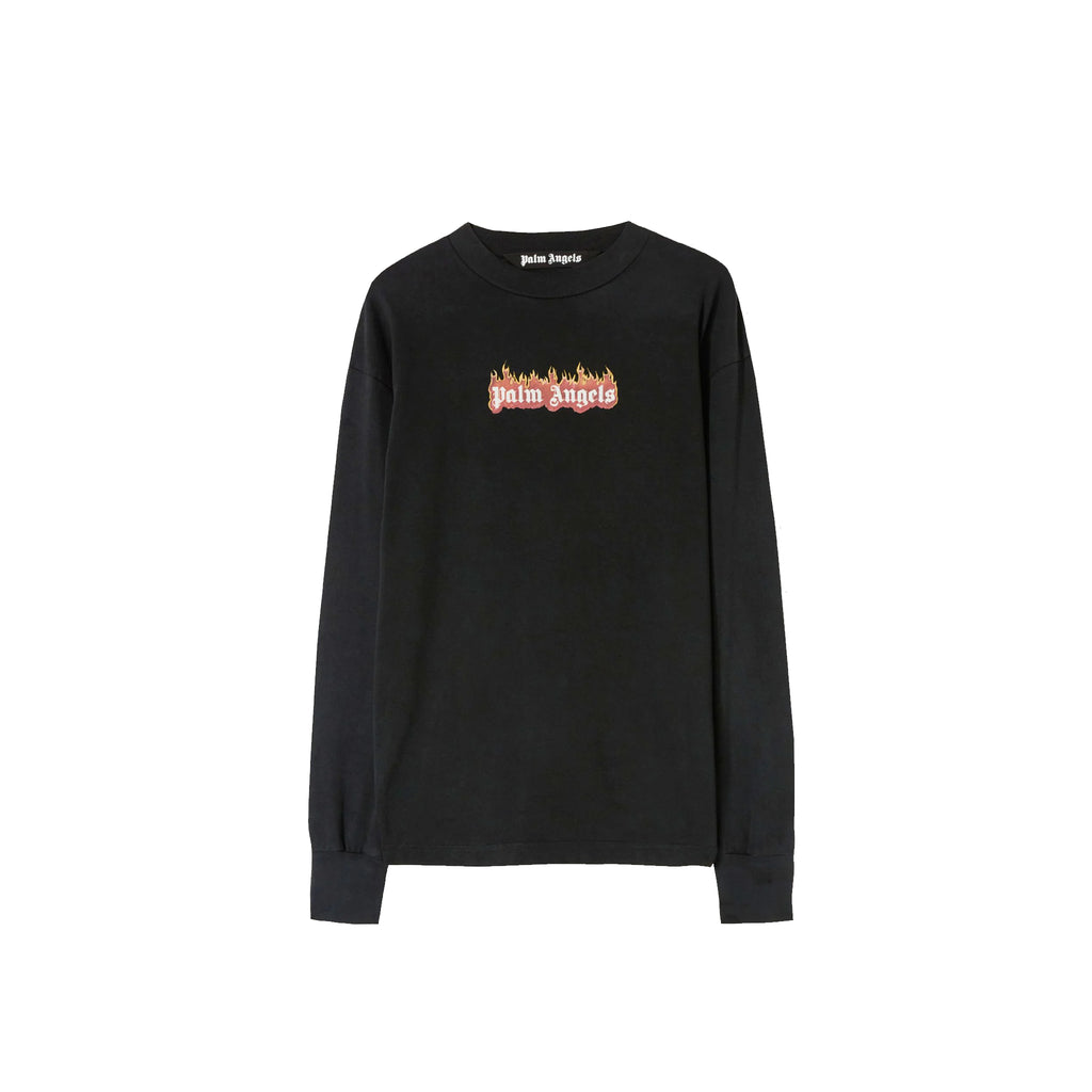 Palm Angels Star Logo Cropped T-shirt In Black